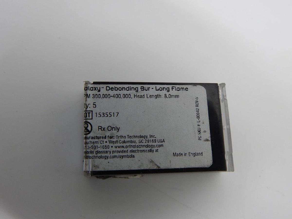 Galaxy Debonding Bur - Long Flame Head Length: 8.0mm (5 Pack) - NOB NEW