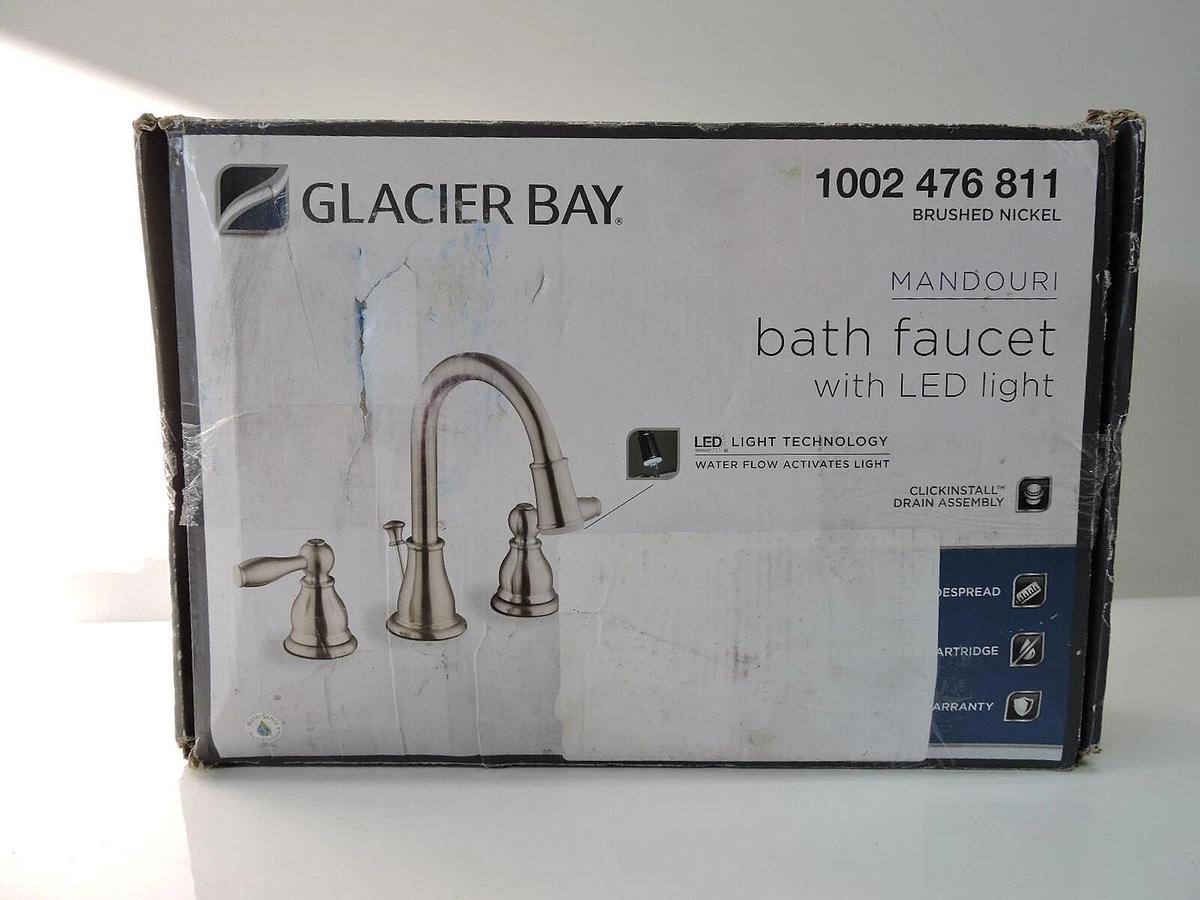 Glacier Bay Mandouri 8 in Widespread 2-Handle LED Bathroom Faucet Brushed Nickel