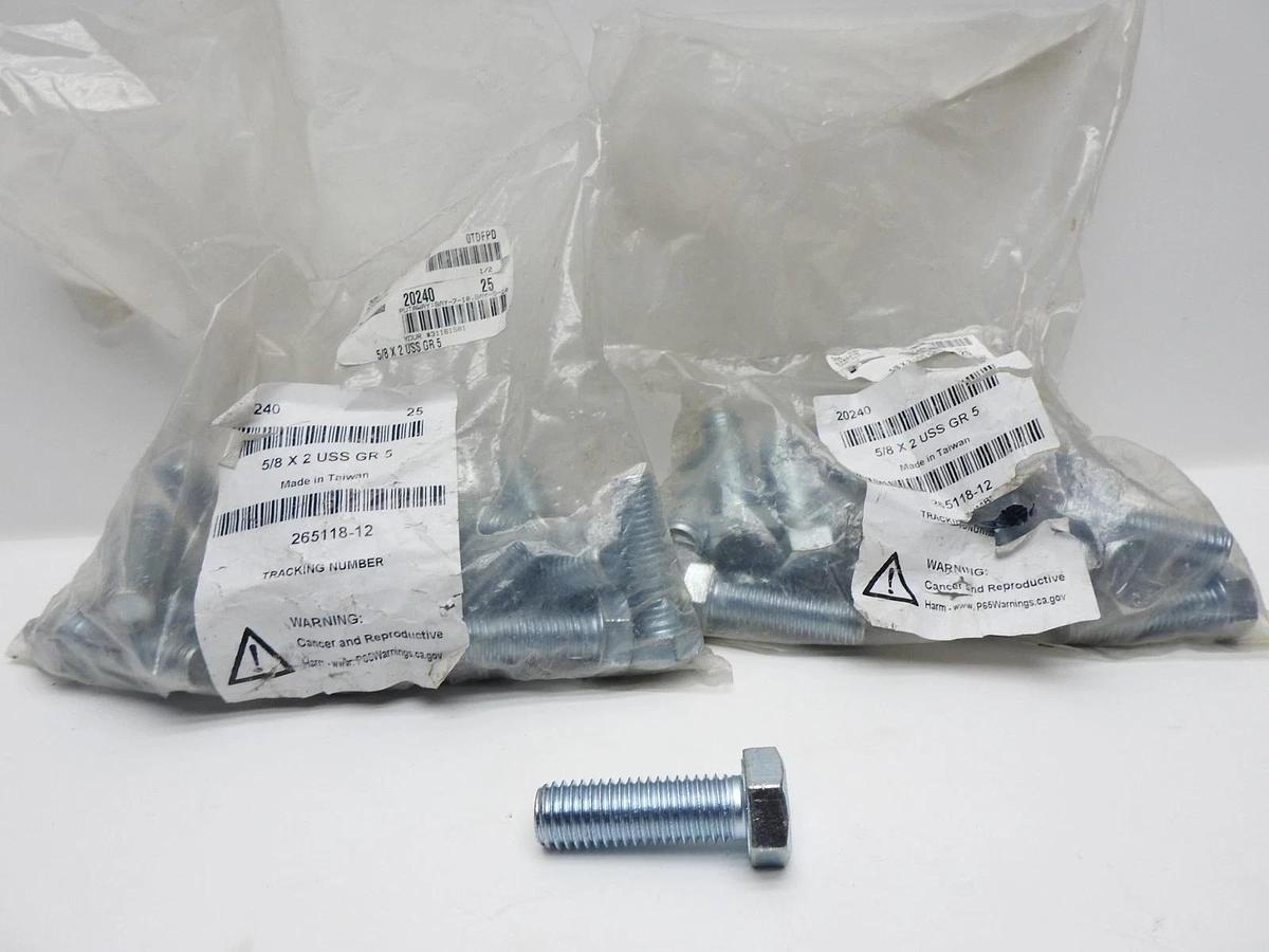 Imperial 5/8"-11 x 2" Grade 5 USS Hex Head Cap Screw Zinc Plated, Steel, 25 PK