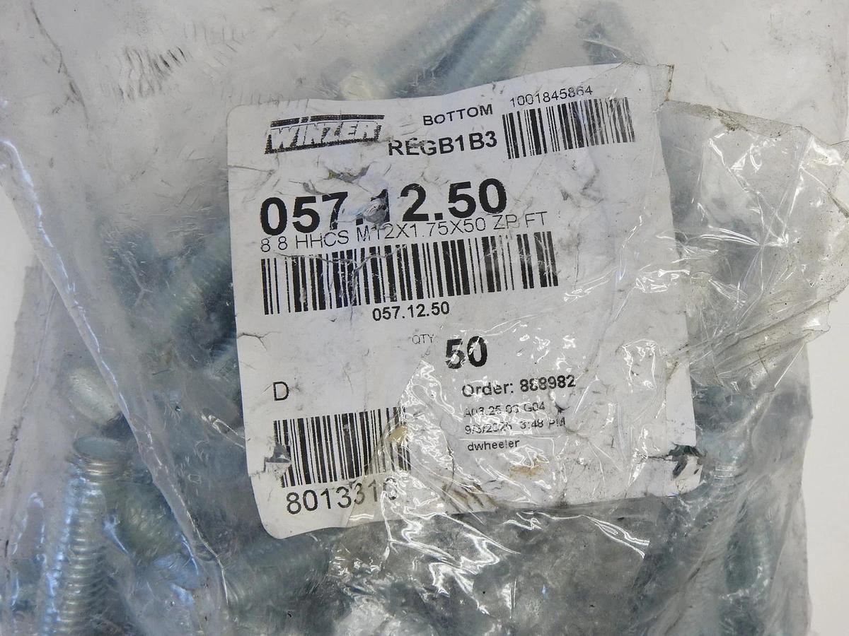 x50 Winzler M12 x 1.75 x 50 mm Coarse Class 8.8 Zinc Plated Hex Head Cap Screw