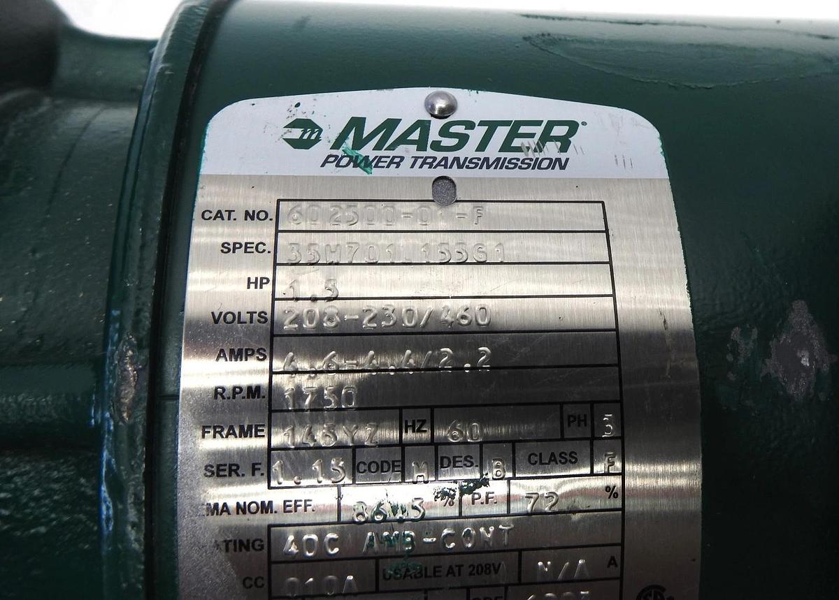 Master Power Transmission 602500-01-F w/ M621514 1400WG16A 7.5 K1 RPM: 1750
