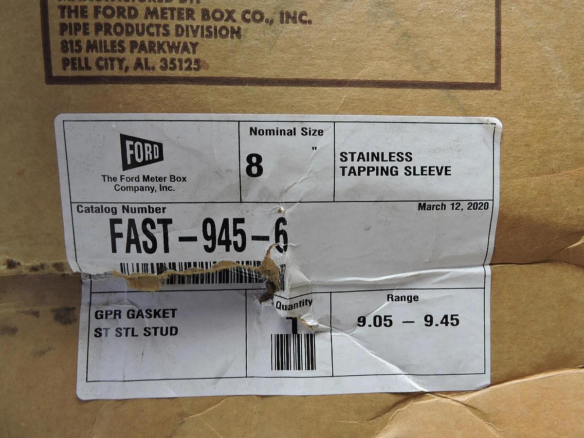 Ford Meter Box FAST-945-6 Nominal Size: 8" Stainless Tapping Sleeve 9.05-9.45