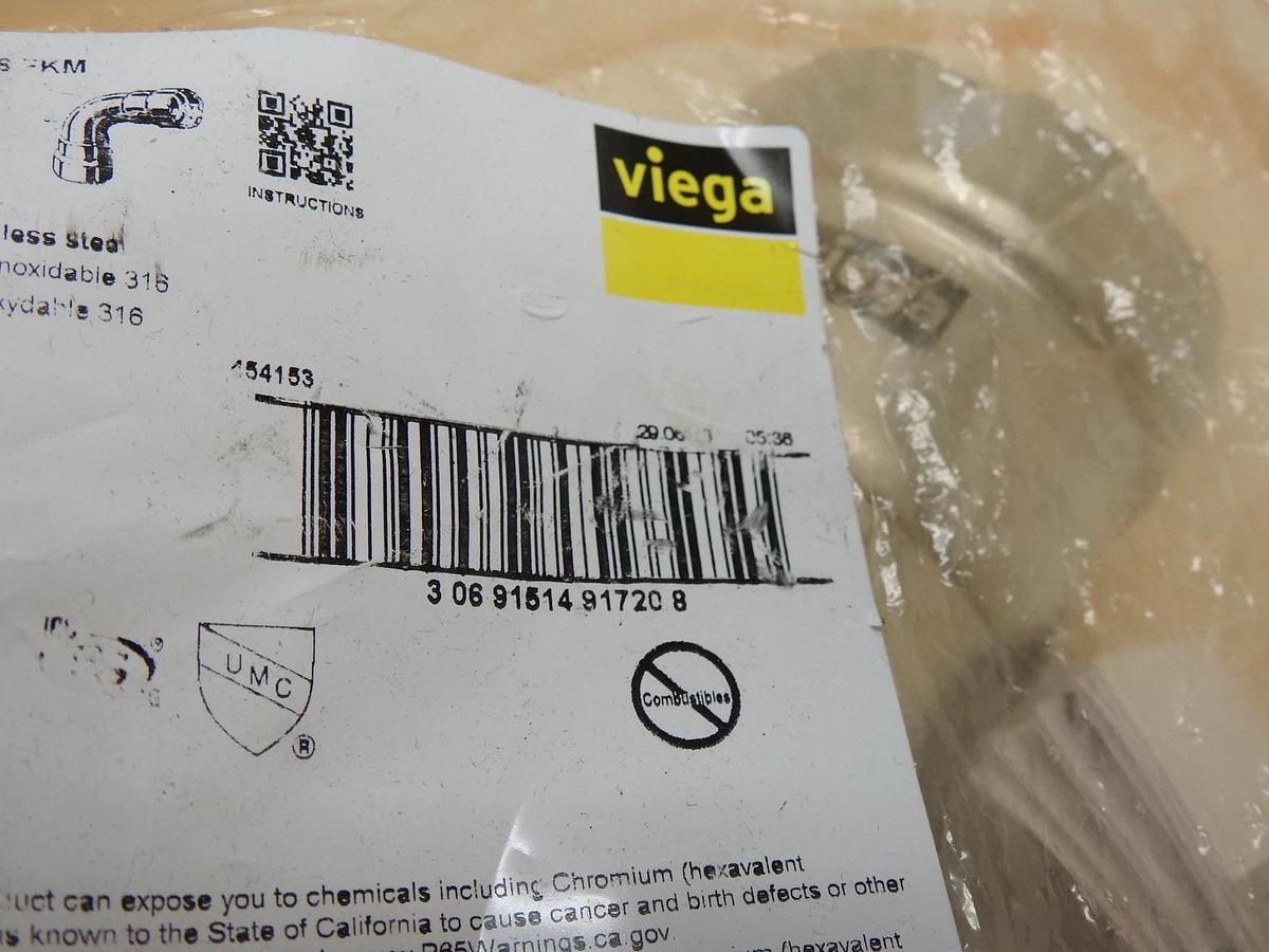 Viega 91720 2 in x 2 in P1 x P2 MegaPress 90 deg Elbow, 316 FKM Stainless - NEW!