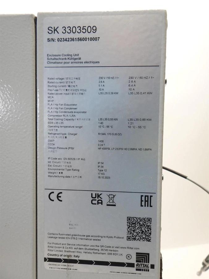 Rittal SK 3303509 Enclosure Cooling Unit 230V Rittal 3303 3303.509