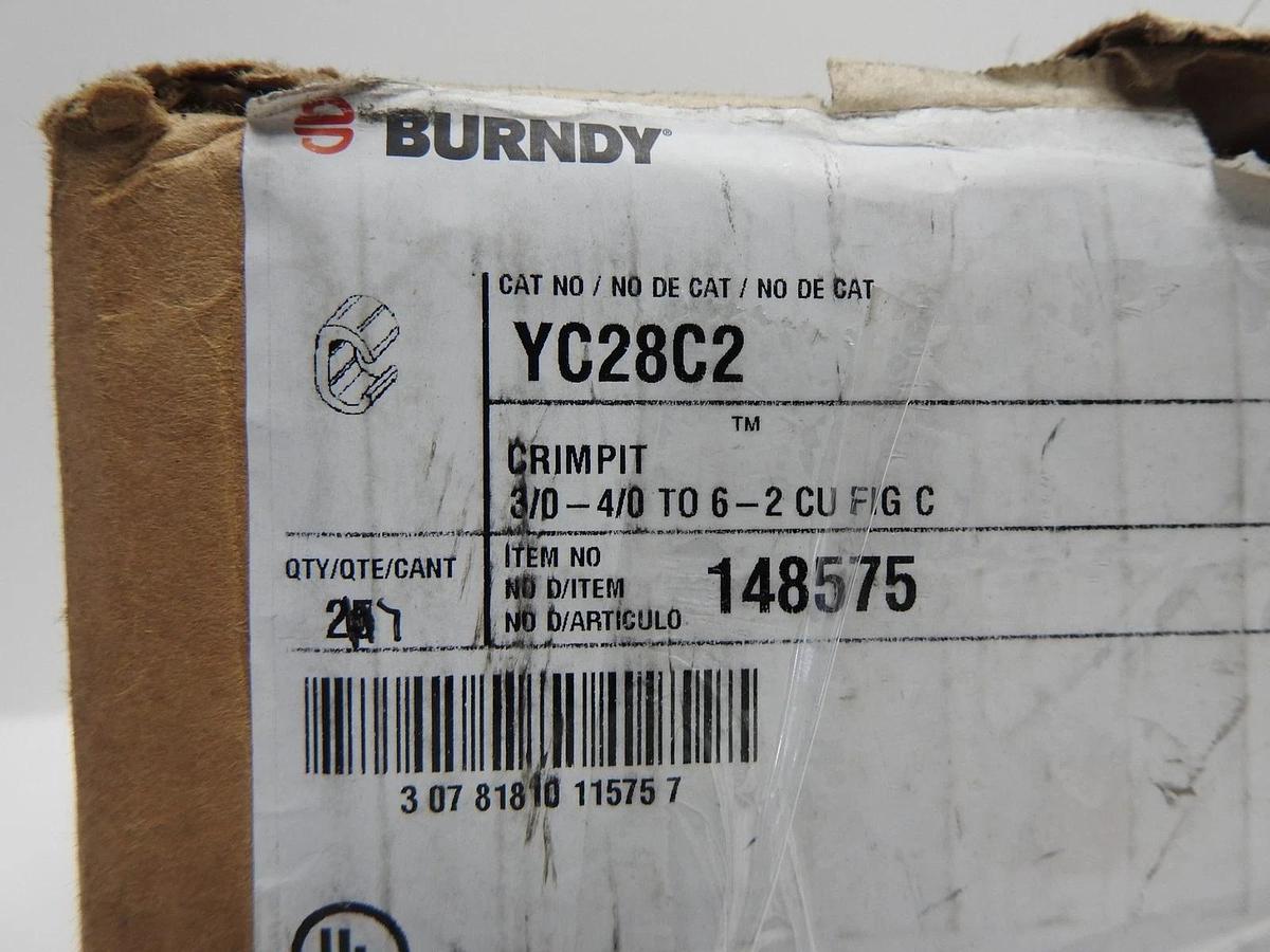 27 p/k - Burndy YC28C2 Copper Crimpit Connector, 3/0 Sol. - 4/0 Str - OEM NEW