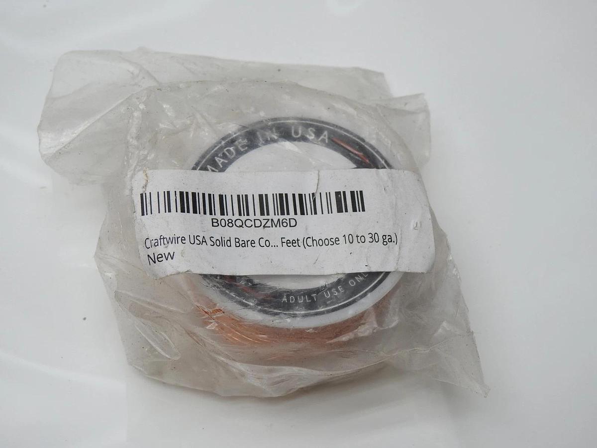 12.5 lbs Craftwire Solid Bare Copper Wire Half Hard, 18GA (x25 Spools of .5 Lb)