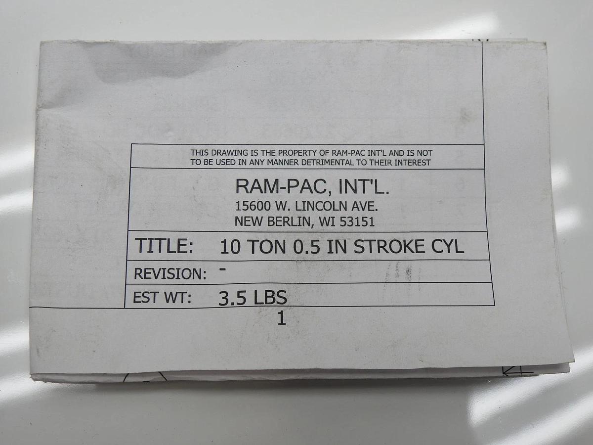 Ram Pac RC-10-LP-.5 (10 Ton, 0.5 In Stroke CYL) Flat Jack - NOB NEW!