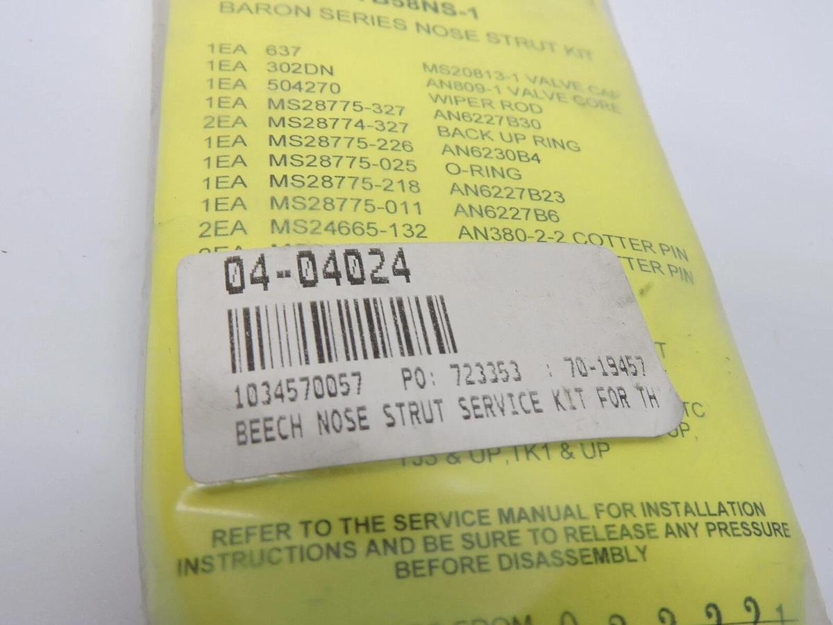 Beech 04-04024 Nose Strut Service Kit - NEW!