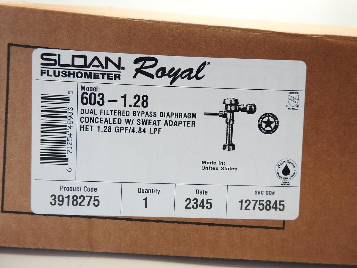 Sloan Royal Flushometer 603-1.28 4 3/4 LDIM 2954-954-000 Royal 603 Series - NEW!