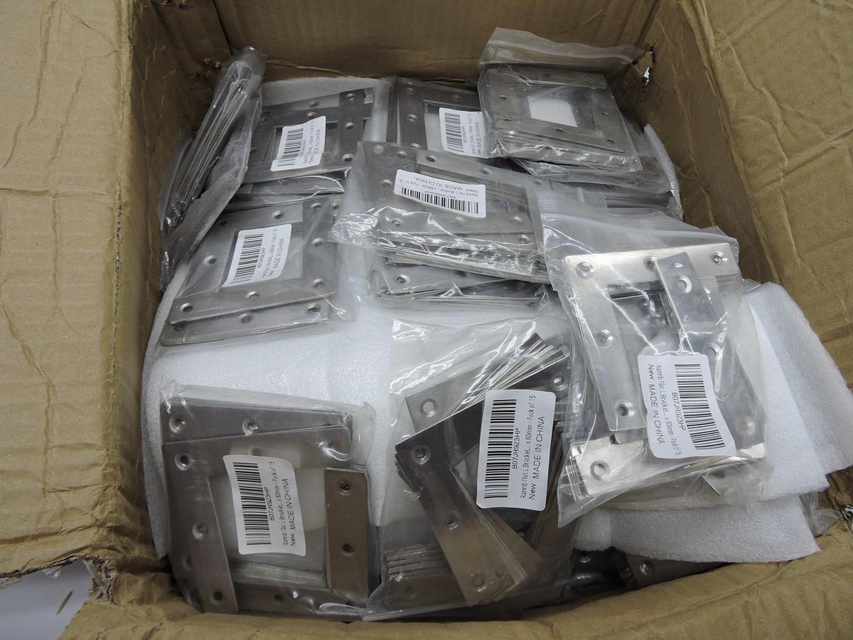 (LOT OF 60) Rannb Flat L Bracket Right Angle Brackets 80mm x 80mm -WHOLESALE LOT