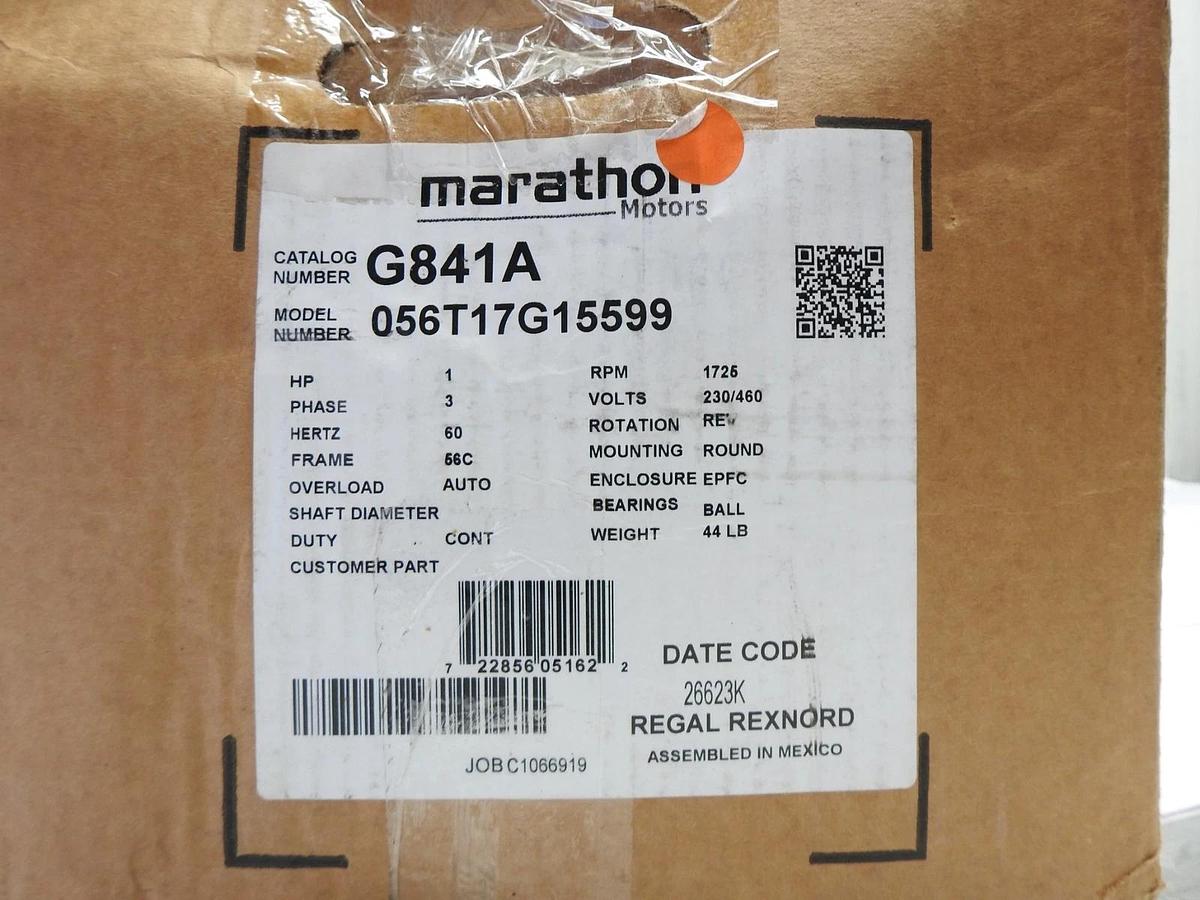 MARATHON G841A 1HP 1765RPM 56C EPFC 3PH EXPLOSION PROOF CHEM DUTY MOTOR -NOB NEW