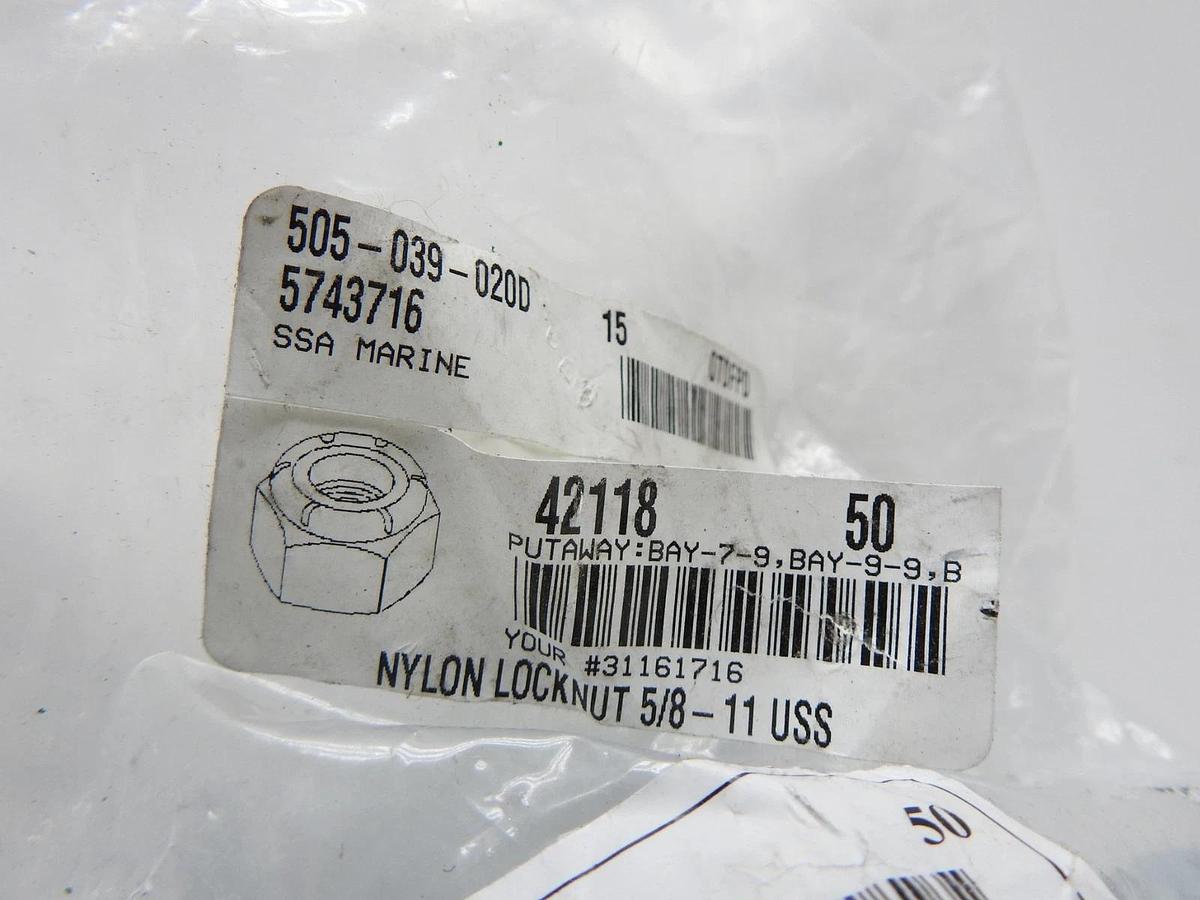 (50 PK) Imperial 42118 Nylon Insert Lock Nut, 5/8"-11