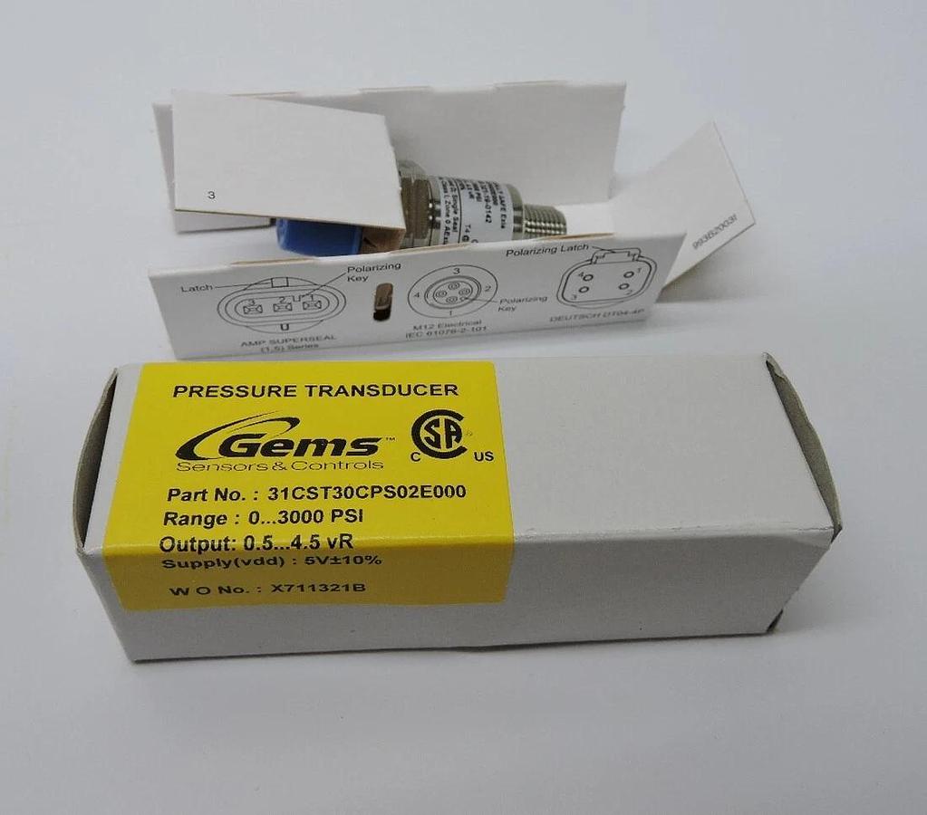 GEMS Pressure Transducer 31CST30CPS02E000 0 -3000PSI 4.5 vR Intrinsically Safe