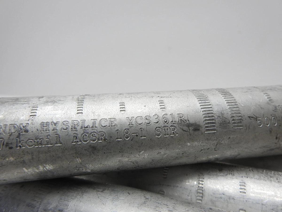 12/pk Burndy YCS361R Hysplice Jumper Sleeve, 8-1/4" Length 477 ACSR, 500 Alum
