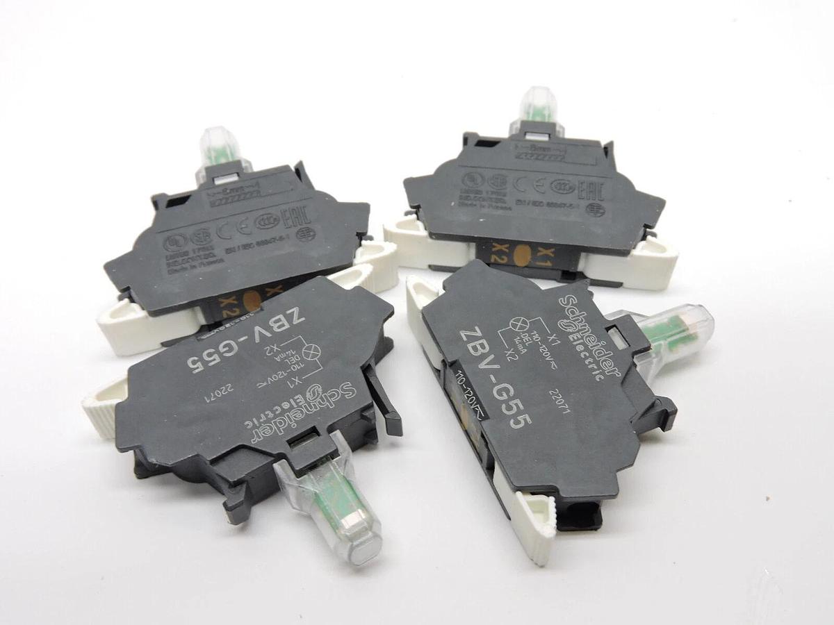 (4) Schneider ZBVG55 Light Block Switch Indicators