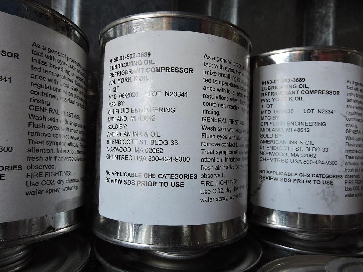 (17 QT's) 9150-01-502-3689 Refrigerant Compressor York K Lubricating Oil