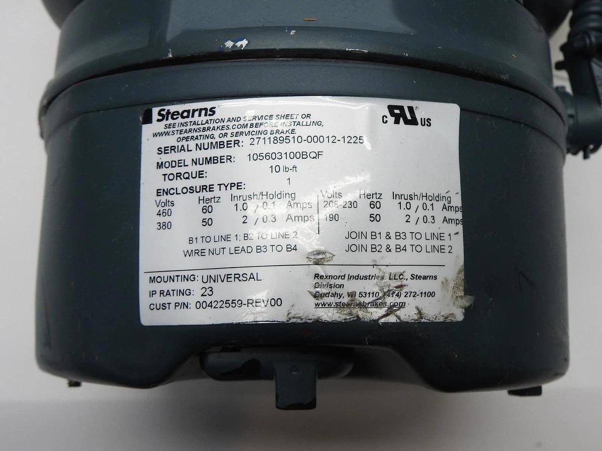 Stearns 10 lb-ft Electric Brake 105603100BQ w/ LEESON 122247.00 C145T17FB103A