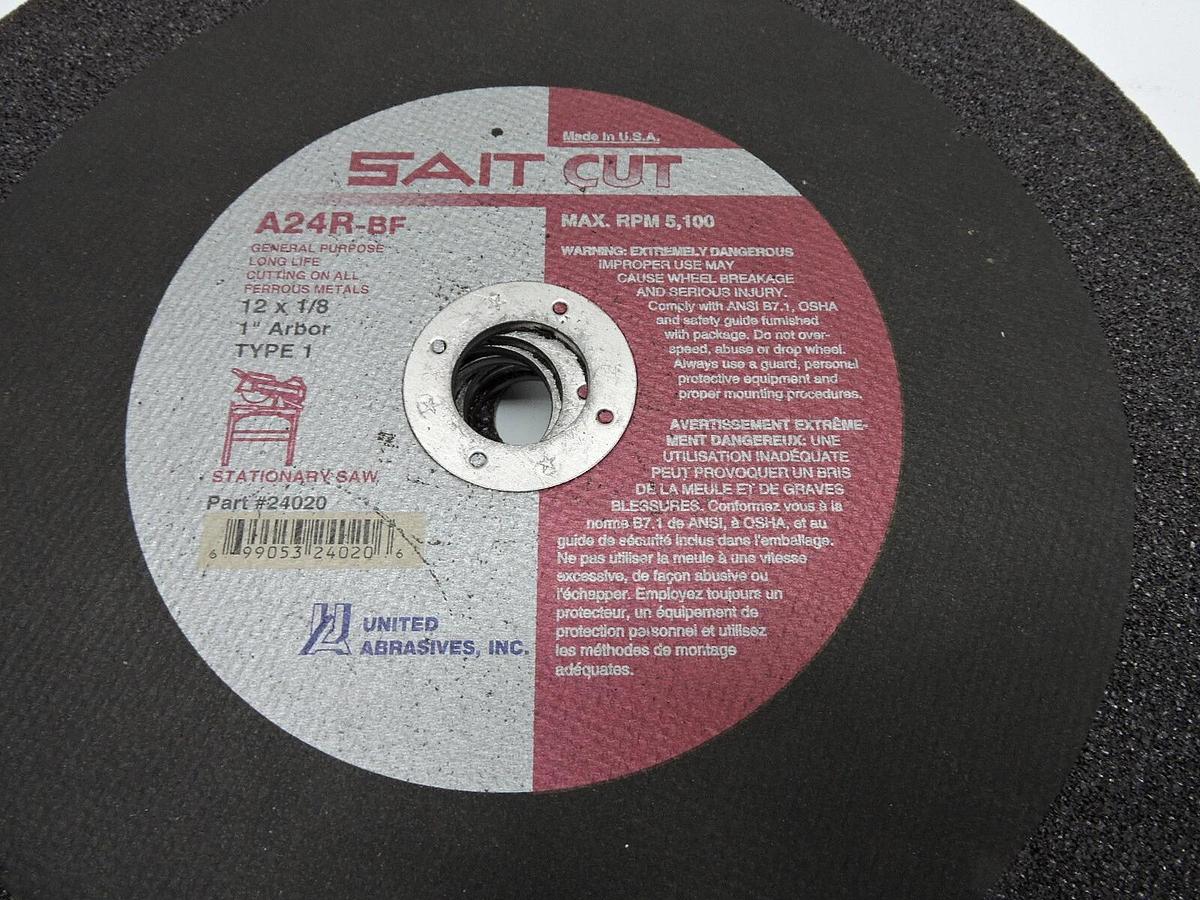 9 PACK - United Abrasives SAIT 24020 12X1/8X1 A24R Stationary Saw Cutting Wheels
