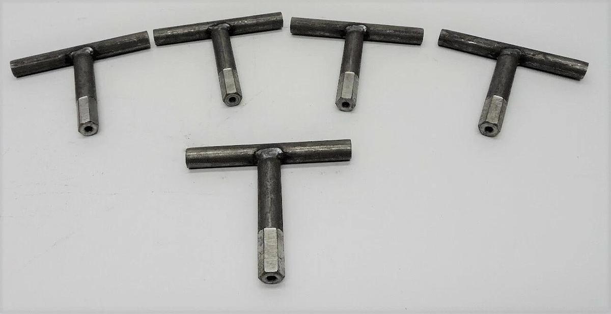 (5) Custom Machined 12mm Hex Security T-Handle Keys