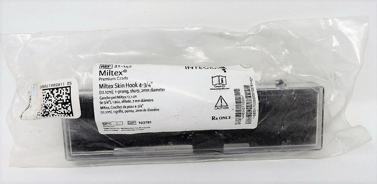 Miltex 21-152 Skin Hook 4¾" Sharp Prong 2mm Dia German Stainless Steel - NEW