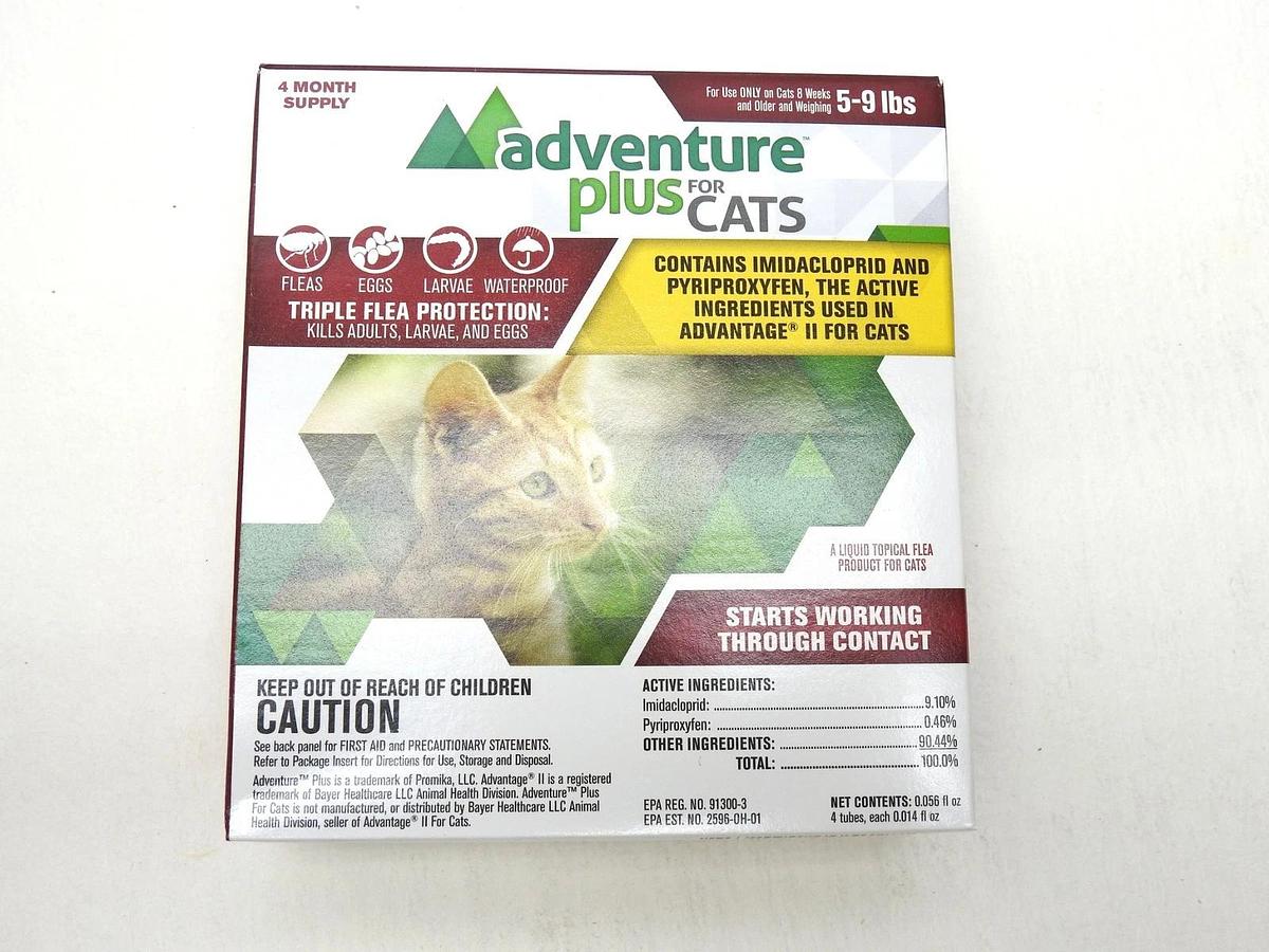 (3 Boxes) Adventure Plus for Cats Cat Flea Medicine Topical Drops 5-9 Pounds 859837005197