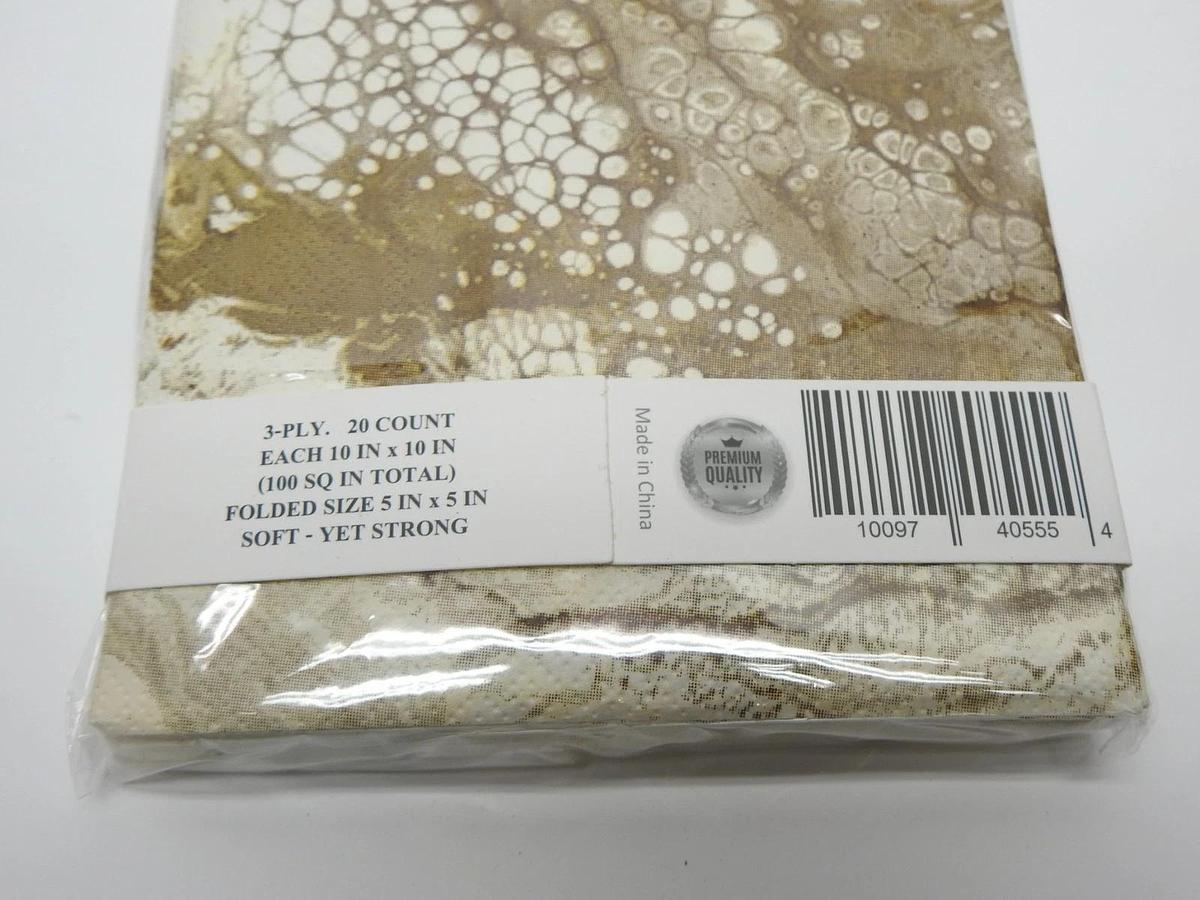 Lynn & Liana Designs Cocktail Napkins (x12 packs of 20 Napkins/Pack) Gold Quartz