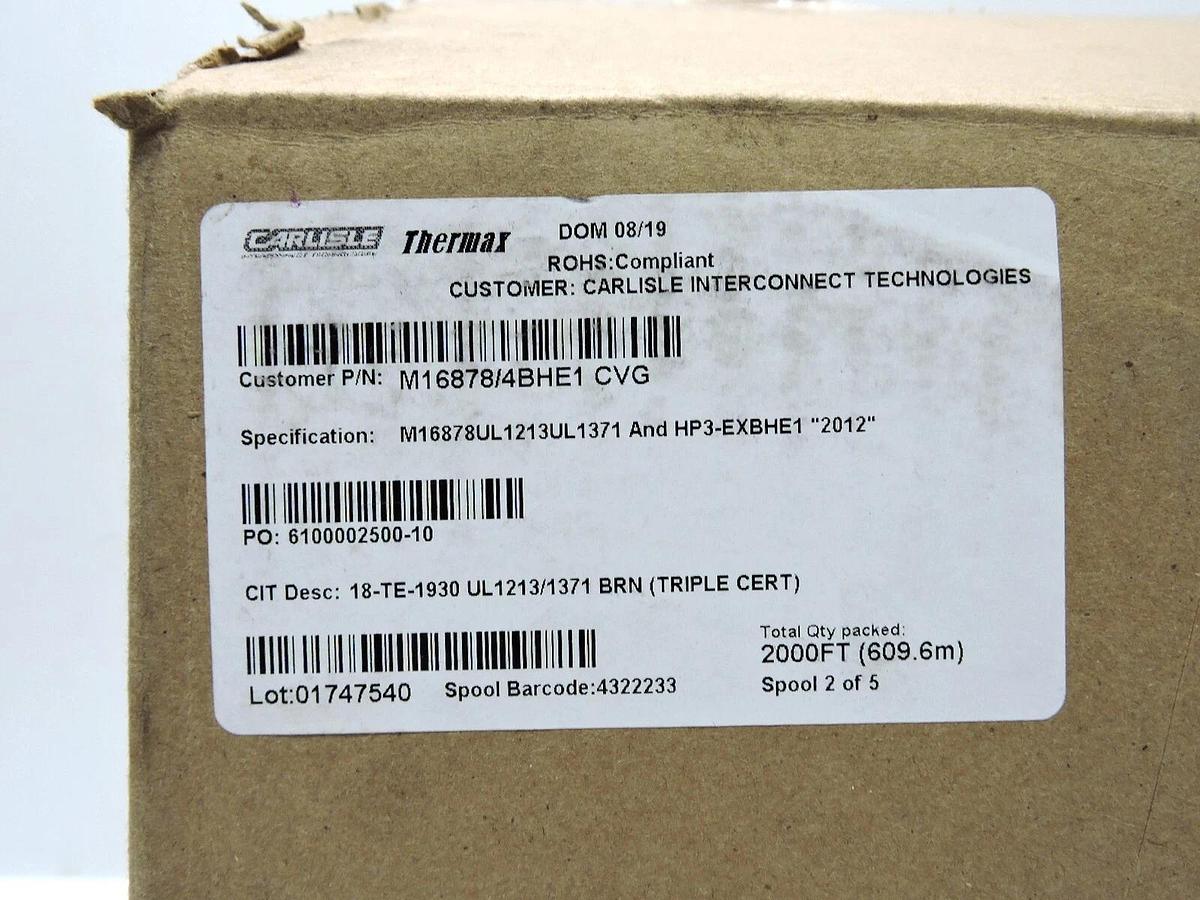 Carlisle Thermax 18-TE-1930 UL1213/1371 BRN (Triple Cert) M16878 - 2000' Spool