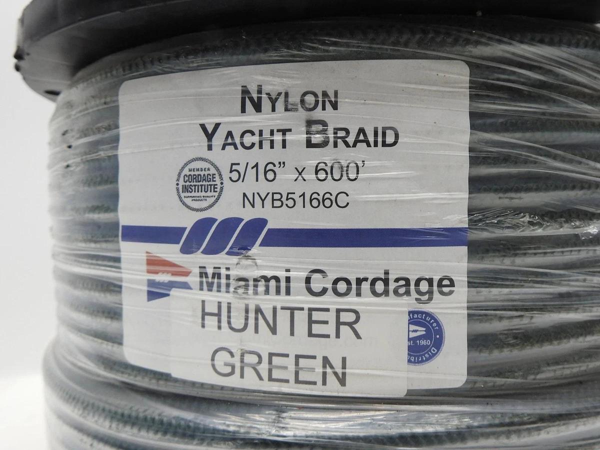 Nylon Yacht Braid Miami Cordage 5/16"x600' (Hunter Green) NYB5166C