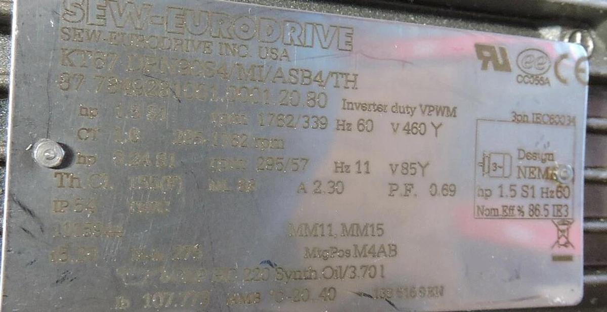 Sew-Eurodrive KT67 DRN90S4 MI ASB4 TH MM11, MM15 - NEW/UNUSED- READ