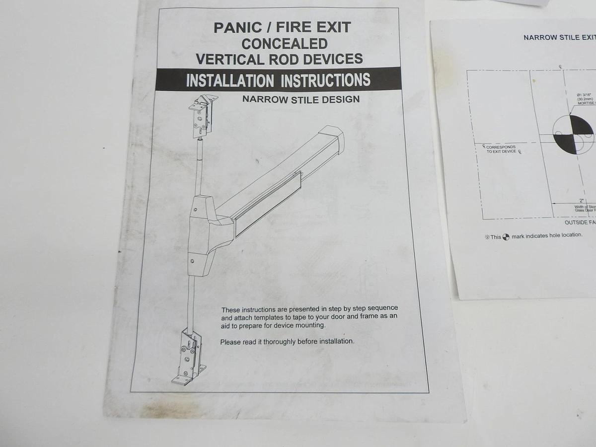 PAMEX Panic Fire / Exit Concealed Vertical Rod Devices Narrow Stile Design LH