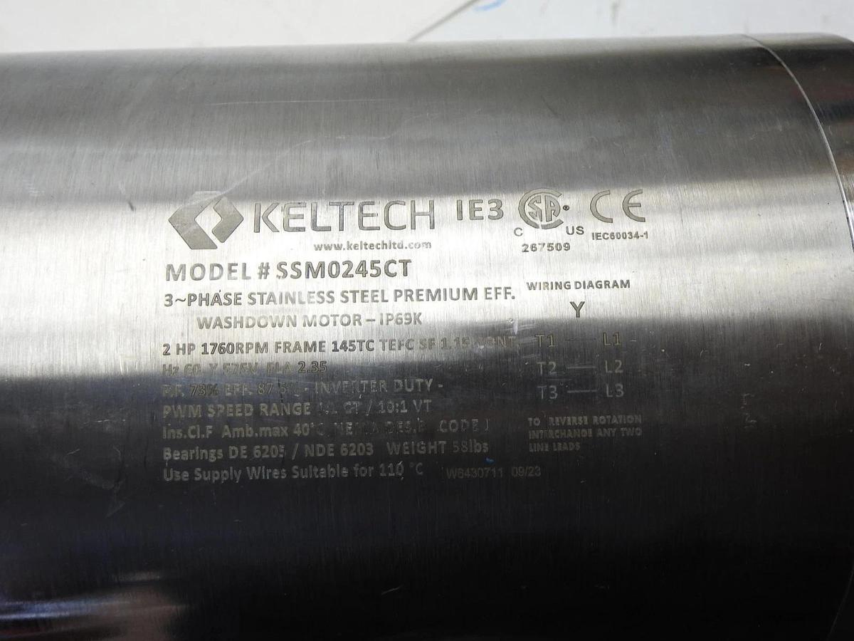 Keltech SSM0245CT Stainless Steel Premium Washdown Motor 3Ph, 2HP - BULK NEW!