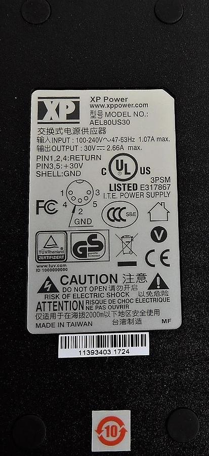 XP POWER AEL80US30 Plug in Adaptor Power Supply 90 V, 264 V, 80 W, 30 V, 2.66 A