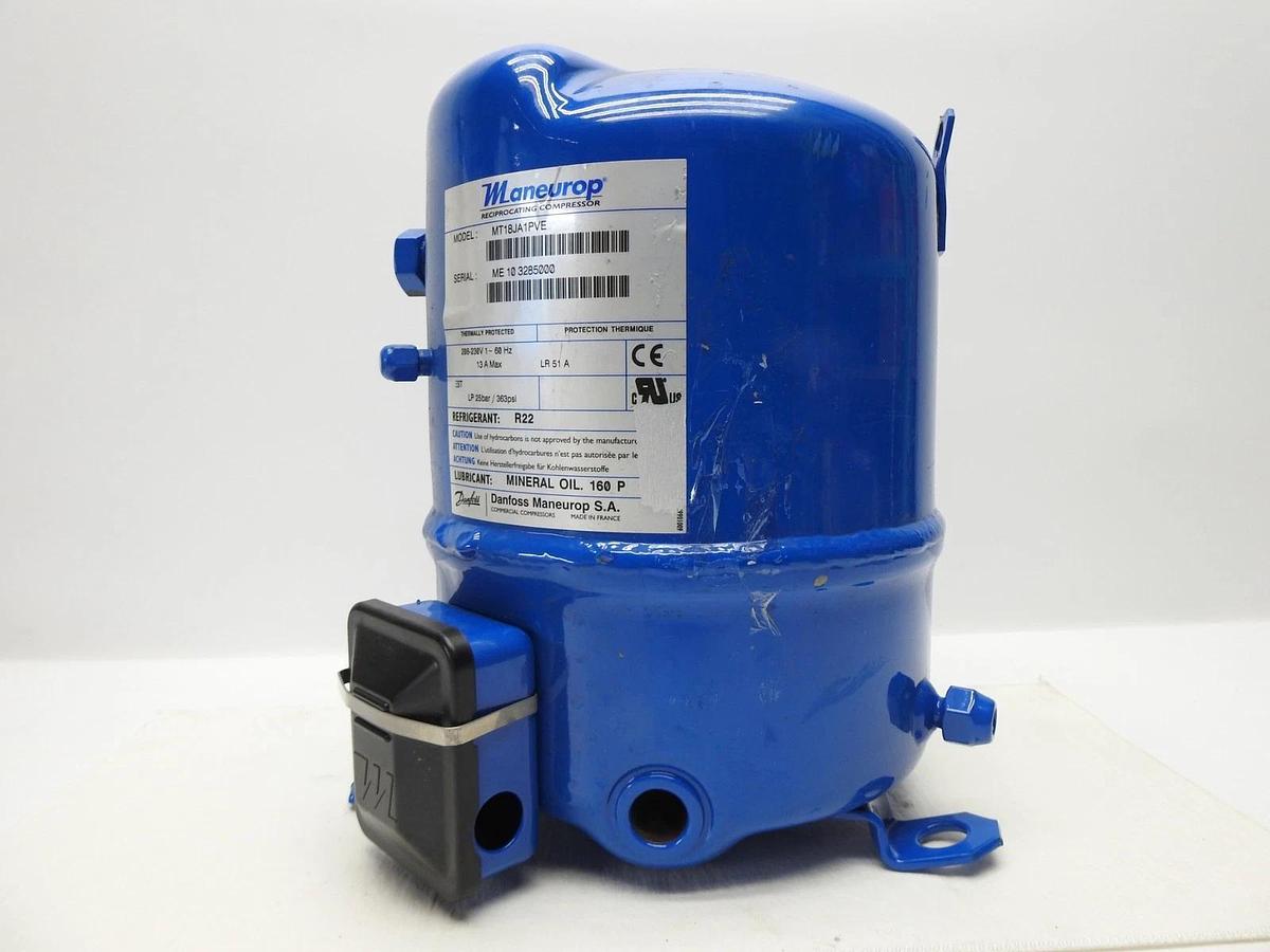 Danfoss MT18JA1PVE 230v1ph 1.5hp RecipCompressor MT18-1VI Maneurop - BULK NEW!