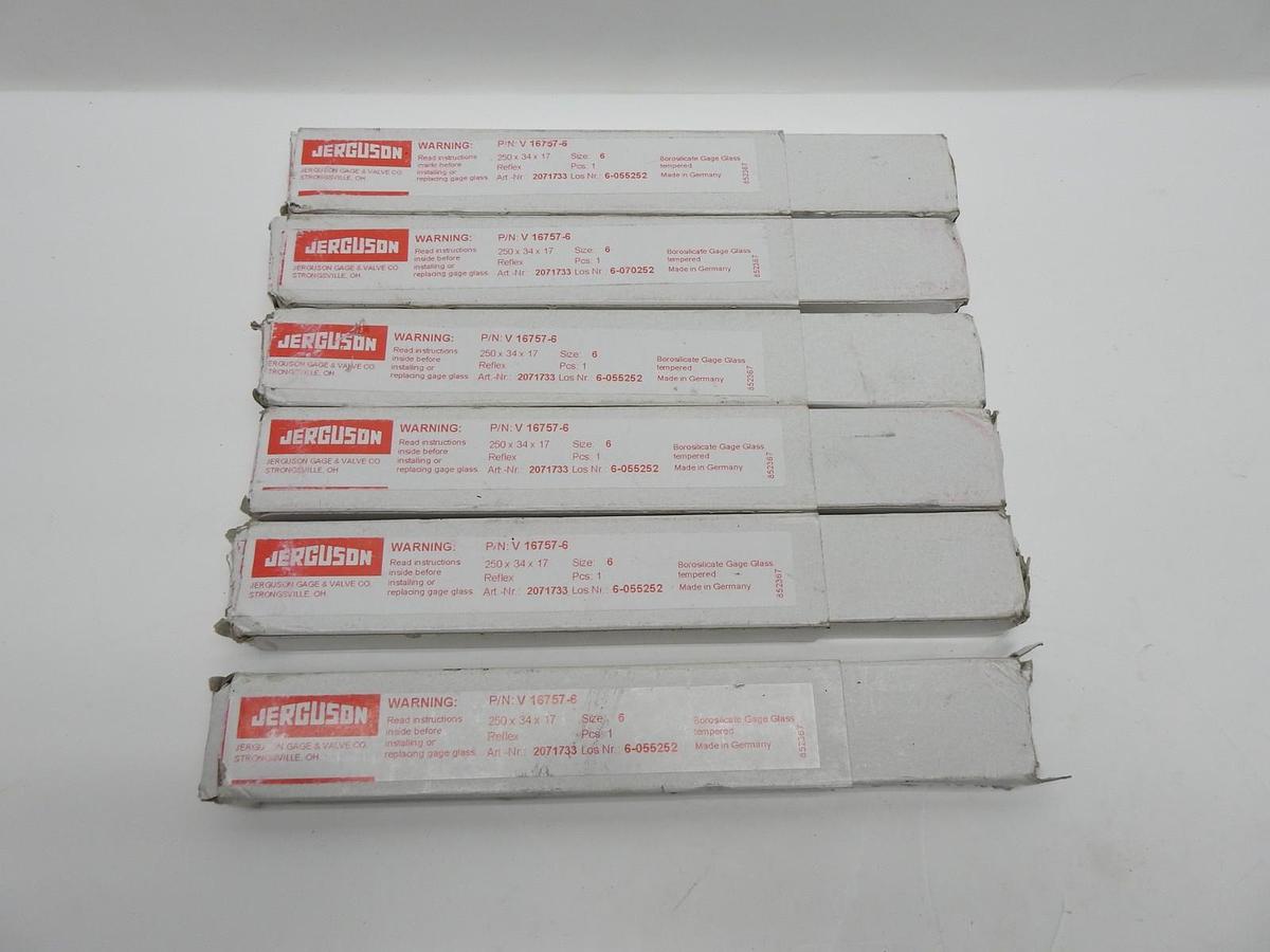 Lot of 6 - Jerguson V16757 6 (Tempered Borosilicate) Size 6 Reflex Glass V 16757