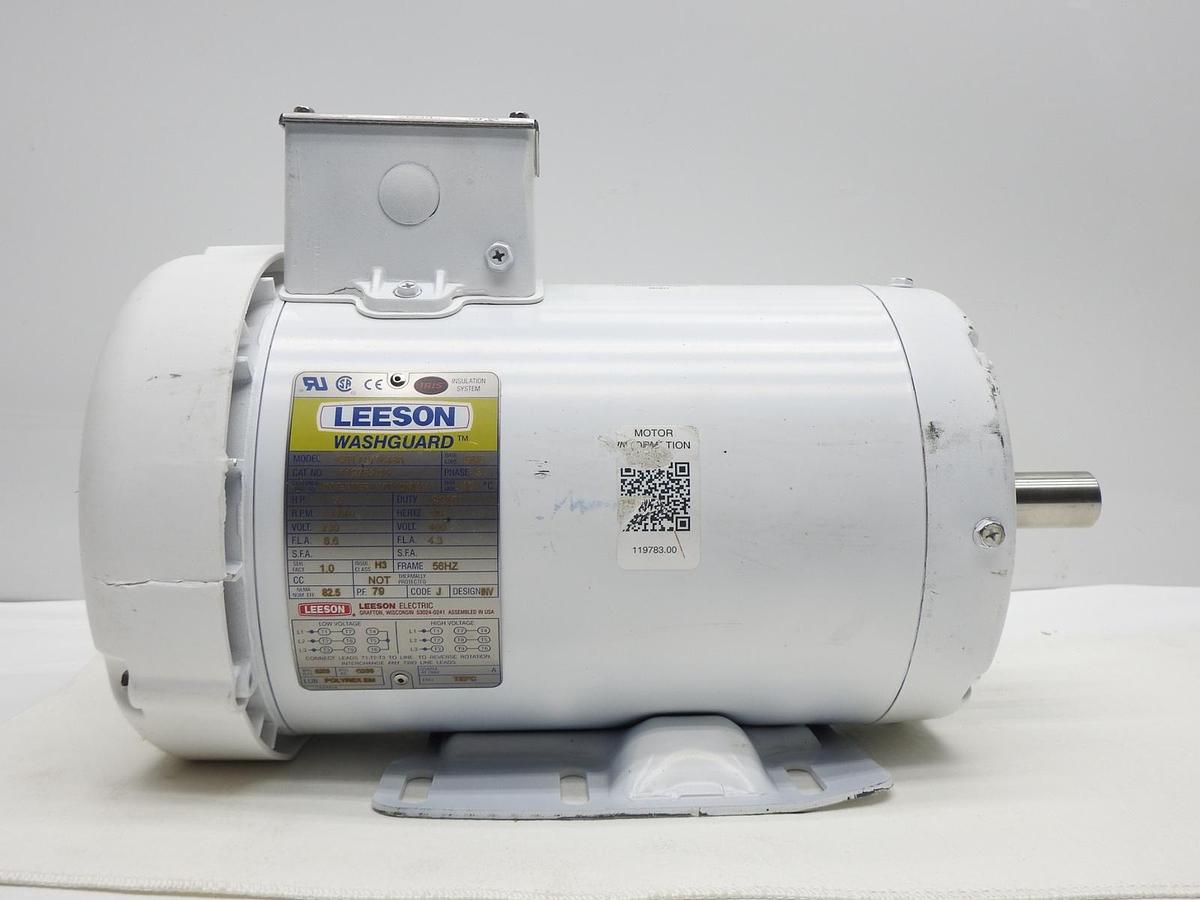 Leeson 119783 3 Hp 230/460V Washguard Electric Motor - NEW BENT COVER