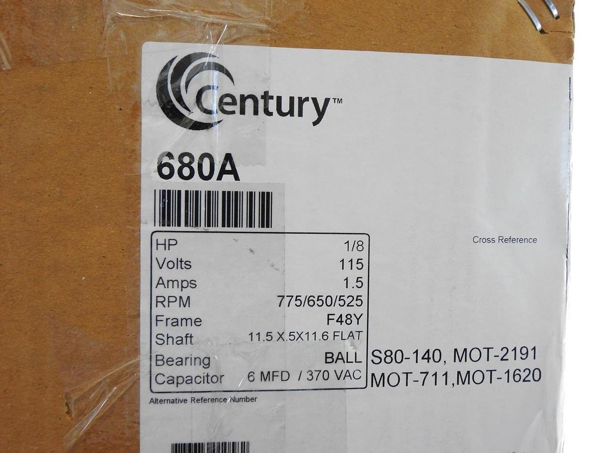Century 680A Motor 1/8 HP 115V 775 RPM 48Y 3 Speed Replacement MOT-711 -OEM NEW!