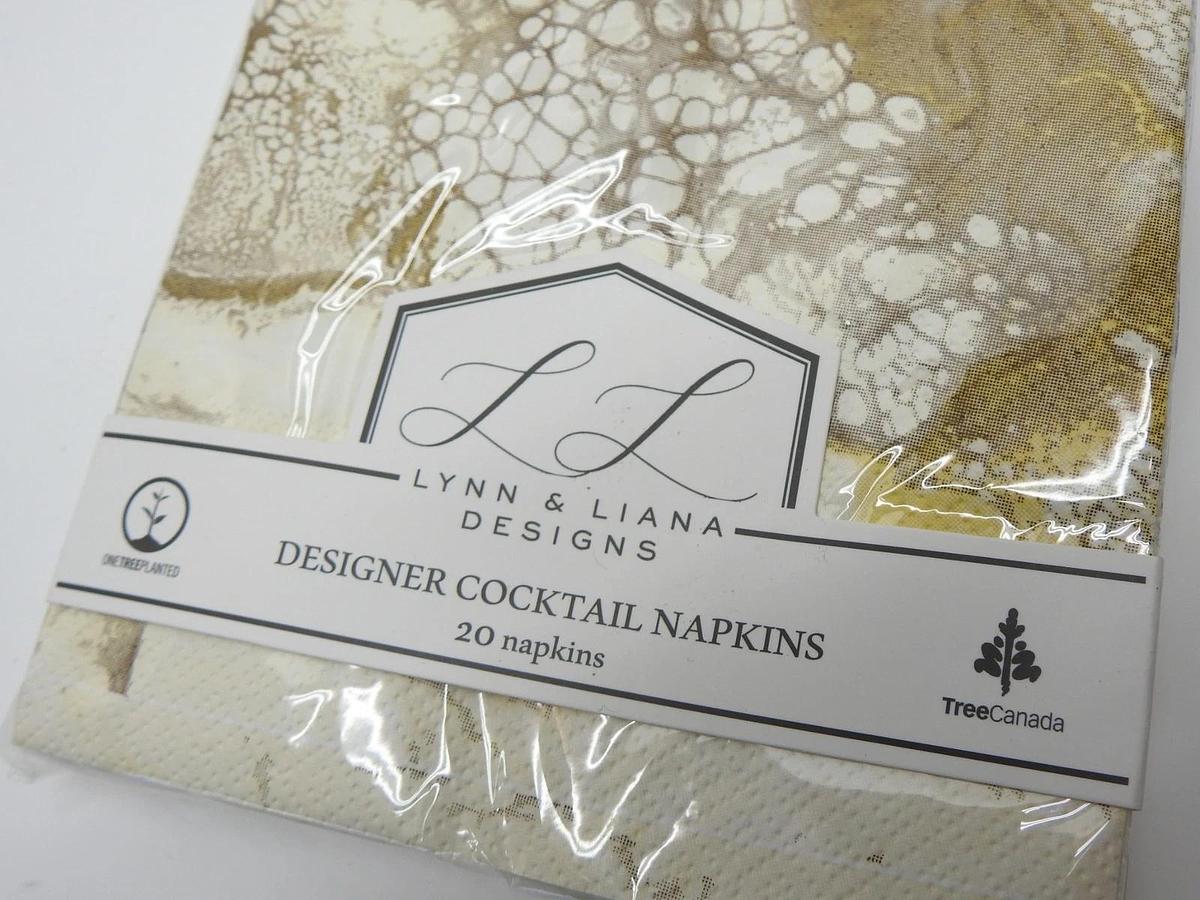 Lynn & Liana Designs Cocktail Napkins (x12 packs of 20 Napkins/Pack) Gold Quartz