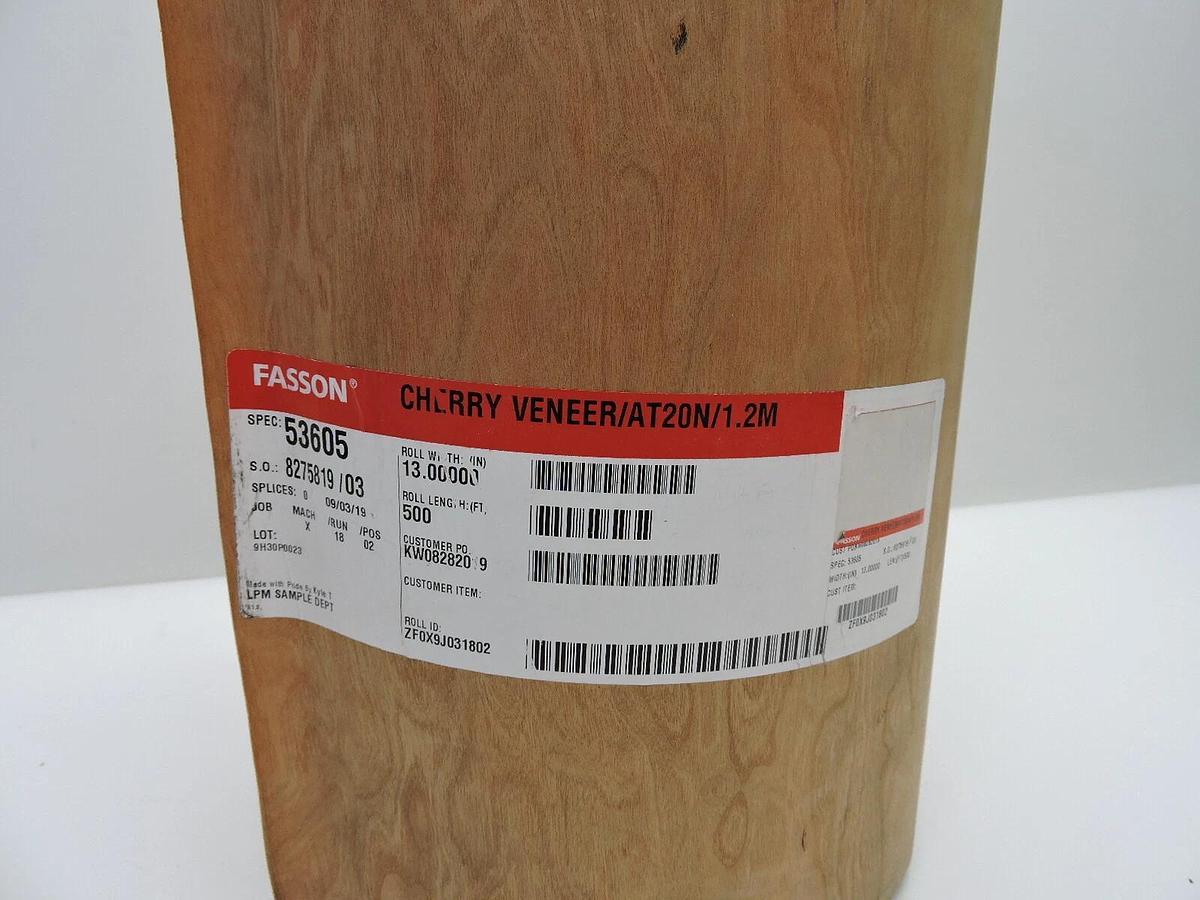 Avery Dennison A360501 Fasson Cherry Veneer / AT20N/1.2M Width: 13" x Length: 50