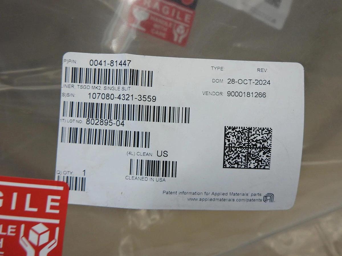 GENUINE AMAT 0041-81447 Liner, TSGD MK2, Single Slit Applied Materials OEM - NEW