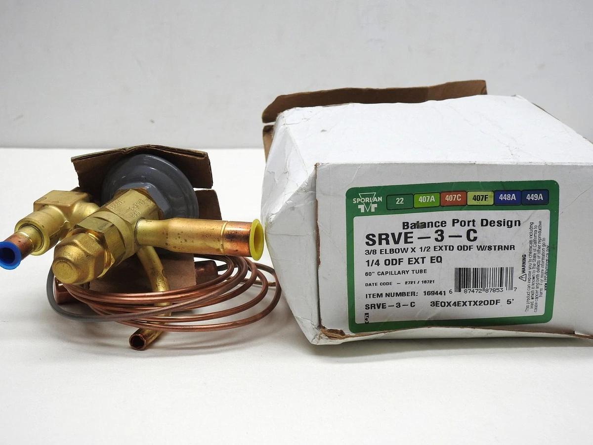 Sporlan SRVE-3-C Thermostatic Expansion Valve 3/8 Elbow 1/4 ODF EXT EQ - NOB NEW