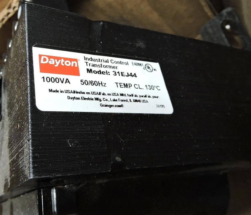 Dayton 31EJ44 Control Transformer,1kVA,5.75 In. H 5.75 H x 6.75 W - NOB NEW!