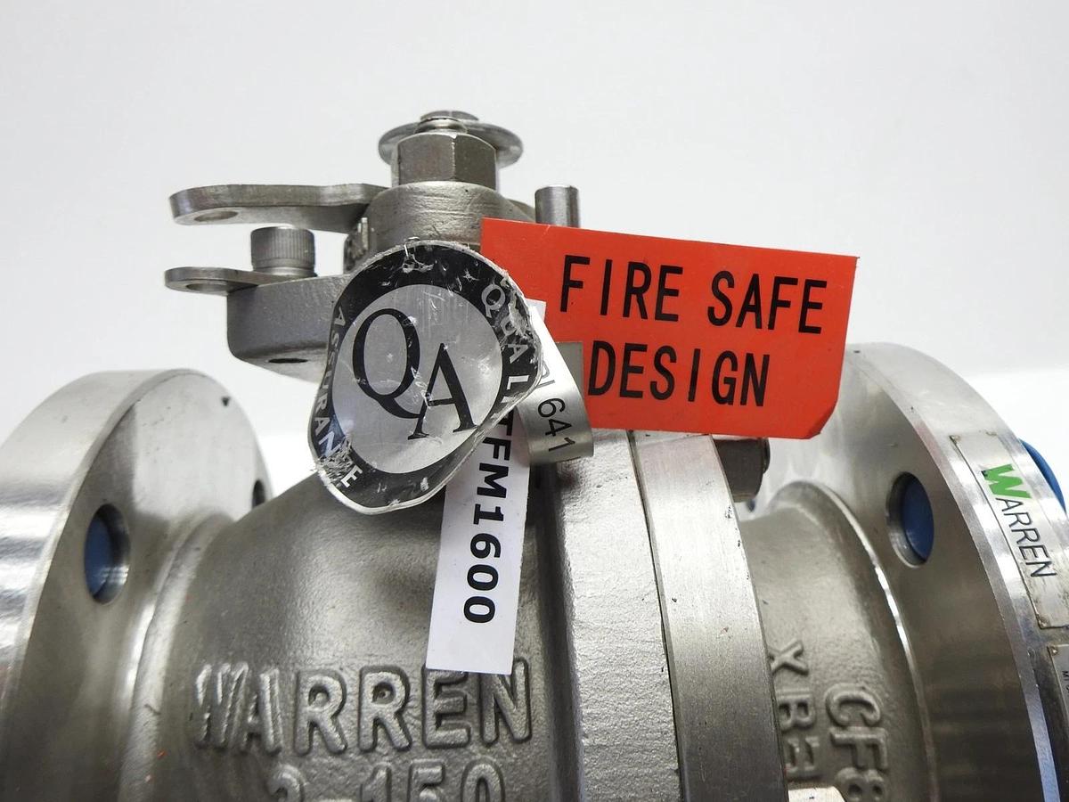 WARREN Stainless Steel Ball Valve 3" Class 150 RF Flanged CF8M Full Port Gear