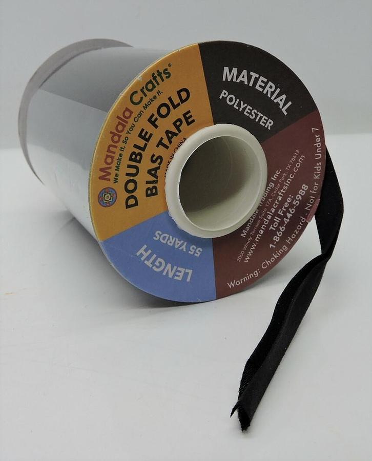 Mandala Crafts Double Fold Bias Tape BLACK 1/2" 55 yards