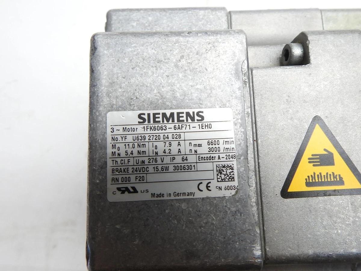 Siemens 1FK6063-6AF71-1EH0 Servo Motor w/ SP 100S-MC1-7