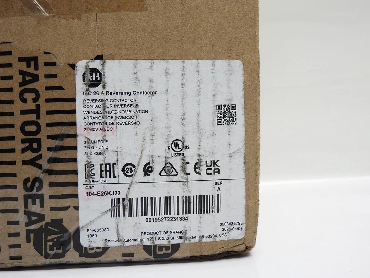 Allen-Bradley 104-E26KJ22 IEC 26 A Reversing Contactor - NOB NEW!
