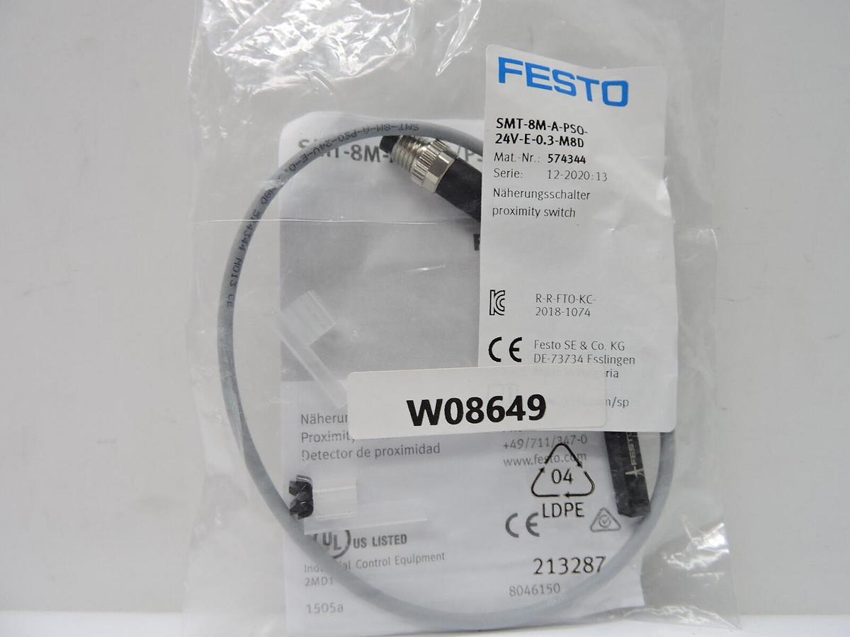 NEW! FESTO 574344 SMT-8M-A-PSO-24V-E-0.3-M8D SMT8MAPSO24VE03M8D