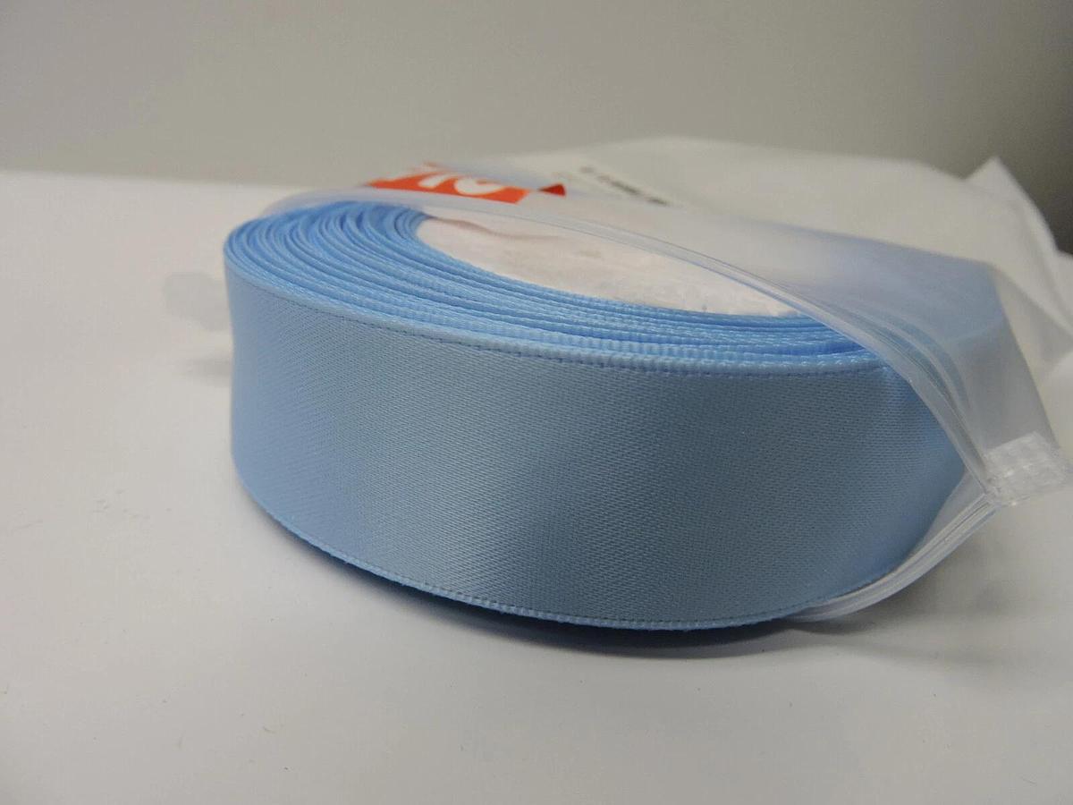 (Lot of 5) Qianf 1 inch Double Face No Fading Woven Ribbon 25 Yard Sky Blue