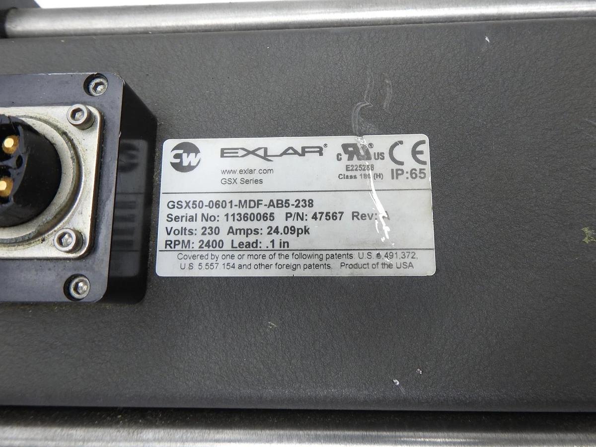 Exlar GSX50 Integrated Motor GSX50-0601-MDF-AB5-238 AC 47567, 2400 RPM, 230V