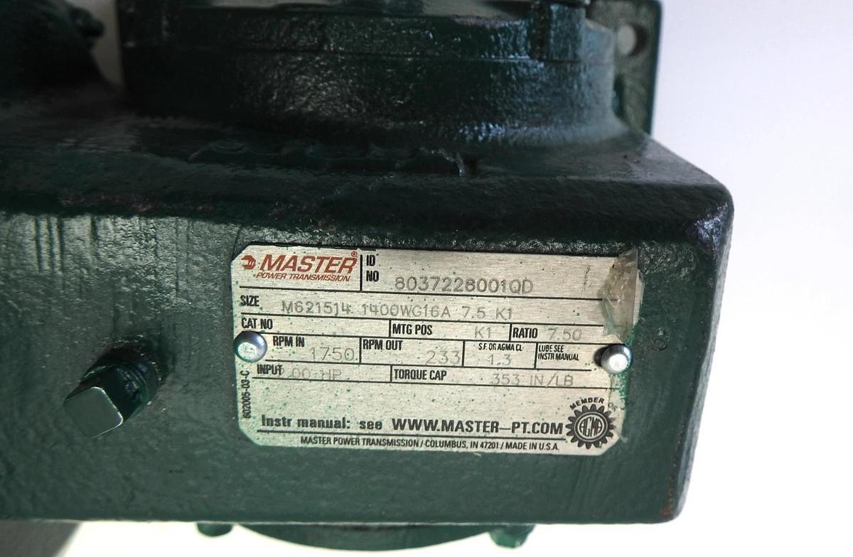Master Power Transmission 602500-01-F w/ M621514 1400WG16A 7.5 K1 RPM: 1750
