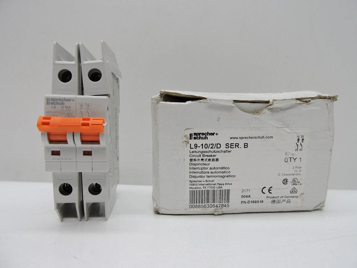 Sprecher + Schuh L9-10/2/D Magnetic Circuit Breaker 10A, DIN Rail, 2P New Other: